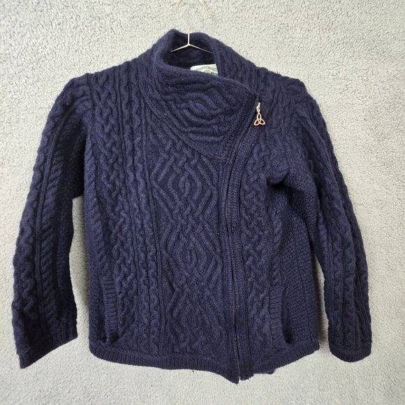 Aran Crafts Sweaters - Aran Crafts Merino Wool Zip Front Wmns Sz S Sweater Chunky Cable Fisherman Knit